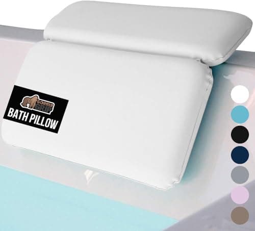 GORILLA GRIP Bath Pillow for Tub, Improved Suction Cups, Luxury Bathtub Pillows, Headrest for Neck and Back Support, Relaxing Home Spa, Hot Tubs and Bathroom Essentials, Gifts for Women, 2 Panel White - Image 1