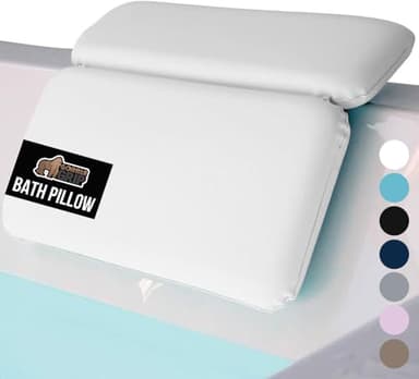 GORILLA GRIP Bath Pillow for Tub, Improved Suction Cups, Luxury Bathtub Pillows, Headrest for Neck and Back Support, Relaxing Home Spa, Hot Tubs and Bathroom Essentials, Gifts for Women, 2 Panel White - Image 1