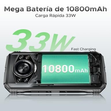 DOOGEE S Cyber Pro Rugged Phone, 10800mAh Android 14 Rugged Smartphone, 32GB+512GB, Helio G100 Octa Core Gaming Phones, 6.6" FHD+ 120Hz IPS Waterdrop Screen, 4G Dual SIM Mobile Phone, Green - Image 5