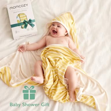 Momcozy Baby Towel with Hooded - Ultra Soft & Absorbent Large Bath Towel Set for Comfort & Gentle on Baby's Skin - Med Thick& Durable -Shower Gift & Bath Essential for Newborn, Infant, Toddler - Image 2