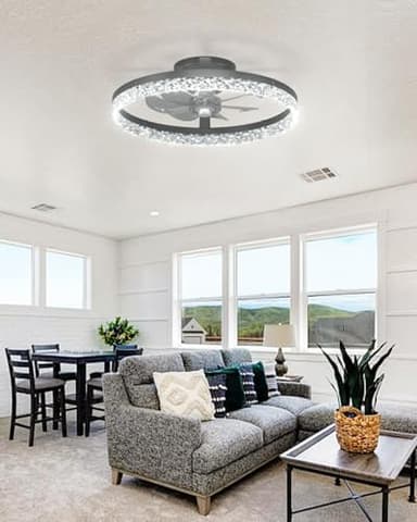 addlon Ceiling Fans with Lights and Remote, 20'' Low Profile Ceiling Fans, 3000-6000K Dimmable Modern Flush Mount LED Fan Light, Fandelier Ceiling Fan for Bedroom, Kitchen, Living Room, Black - Image 8