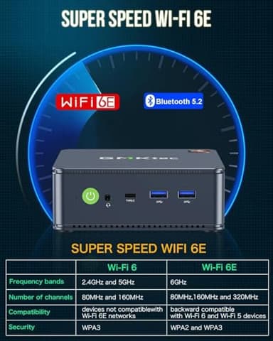 GMKtec Mini PC AMD Ryzen 7 5825U (Turbo 4.5GHz) Dual NIC 2.5G Gaming Desktop Computers 16GB DDR4 512GB SSD Dual LAN 2.5G/ WiFi 6E, USB3.2, USB-C, BT 5.2, DP, HDMI, Dual Fan - Image 3
