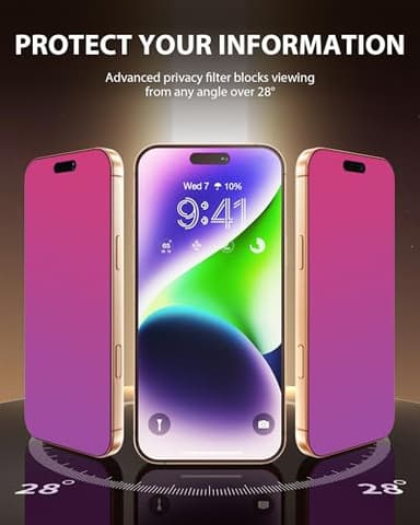 PDDKISS Compatible for iPhone 17 Pro Max Privacy Screen Protector 6.9 Inch, Pink Gradient Anti Spy Anti Blue Light HD Tempered Glass Easy Installation - Image 3