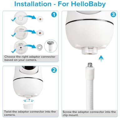 Flexible Baby Monitor Mount Compatible with HelloBaby HB65/HB40/HB6550/HB66/HB6339/HB6550 Pro, ANMEATE SM935E, Baby Camera Mount Without Tools or Wall Damage - Image 5