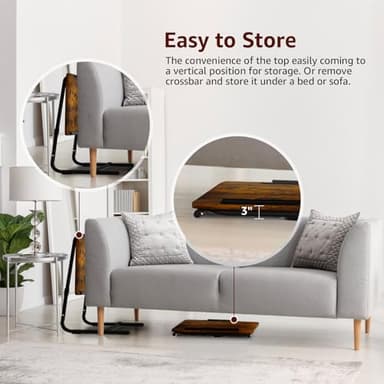 Folding TV Tray Adjustable Dinner - Trays for Eating On Couch Wooden Tables Mate Stand Foldable Desk with Cup Holder Portable - Image 6