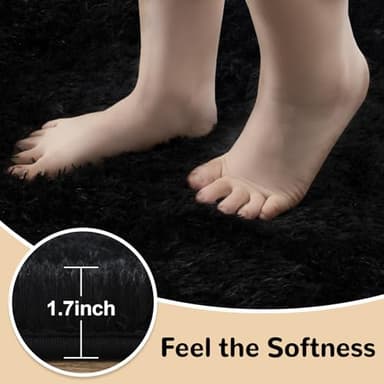 Mugorn Black Rugs for Living Room, 6x9 Feet Large Fluffy Area Rugs for Bedroom, Soft Carpet Shag Kids Room Rug, Non-Slip Fuzzy Rugs Indoor (6ft x 9ft, Black) - Image 3