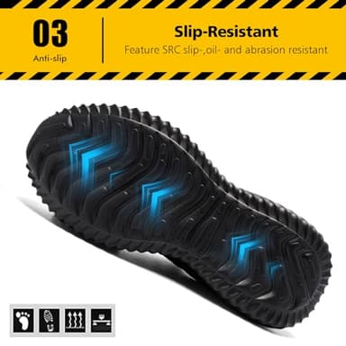 Tinefiy Steel Toe Shoes for Women Lightweight Comfortable Slip Resistant Safety Work Sneakers Cushion Puncture Proof Shoes Indestructible Shoe Size 8 - Image 4