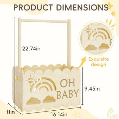 BPMFDTNL Wooden Baby Shower Crate Closet, Wooden Baby Shower Crate Closet, Boys and Girls for Baby shower wooden basket Gifts, Welcome Baby Gifts, Suitable for Pregnancy Glfts for New Parent - Image 2