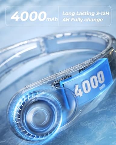 Neck Fan, Personal Fan with LED Display, USB-C Rechargeable, 4000mAh-Battery, 3-Speed Adjustment & Whisper-Quiet Operation, Perfect for Home, Travel, Sports - Image 5