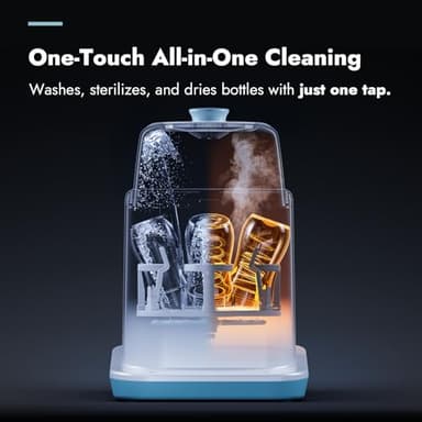 Papablic Bottle Washer Pro, Bottle Washer & Sterilizer & Dryer, 4-in-1 Bottle Washer Sanitizer for Bottles, Pump Parts, C-Section& Baby Essentials - Quick & Clean with 60 Detergent Tablets - Image 7