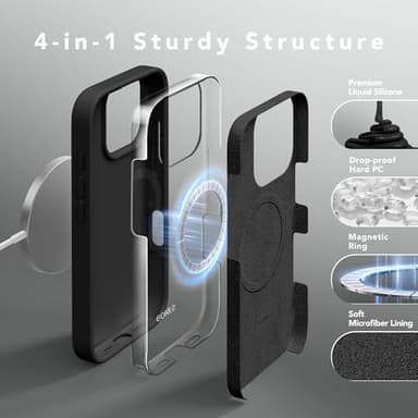 GONEZ Magnetic for iPhone 16 Pro Case, Compatible with MagSafe, [Screen Protector + Camera Lens Protector], Silicone Shockproof Anti-Scratch Protective Phone Case 6.3 inch, Black - Image 8