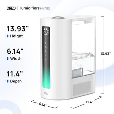 Dreo 6L Humidifiers for Bedroom, Smart Warm & Cool Mist for Large Room, 60Hr Quiet Runtime for Baby, Plant, Humidity Sensor, Indicator Light, 12H Timer, Google/Alexa, Grey - Image 8