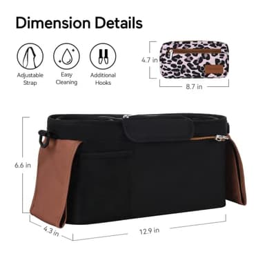 Momcozy Universal Stroller Organizer with Insulated Cup Holder Detachable Phone Bag & Shoulder Strap, Fits for Stroller like Uppababy, Baby Jogger, Britax, BOB, Umbrella and Pet Stroller - Image 7