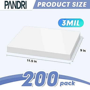 Laminating Sheets, PANDRI 200 Pack Thermal Laminator Pouches Holds 8.5 x 11 Inch, 3 Mil Clear Laminator Paper 9 x 11.5 Inch, Letter Size - Image 2