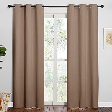 NICETOWN Window Treatment Thermal Insulated Solid Grommet Blackout Curtains/Drapes for Bedroom (1 Pair, 42 by 84 Inch, Cappuccino) - Image 1
