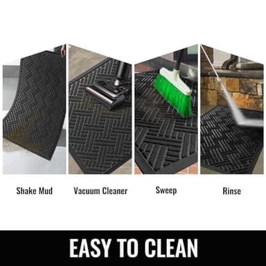 BEHERO Front Door Mat Indoor Outdoor Entrance, 29.5x17 Inch, Welcome Mat for Entryway, Stain and Fade Resistant, Heavy Duty Absorbent Door Mat, Non Slip Door Mats Outdoor, Entry Doormat, Black - Image 5