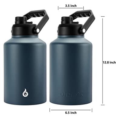 BJPKPK One Gallon(128 oz) Insulated Water Bottle, Dishwasher Safe Stainless Steel Thermo, BPA Free Jug with Ergonomic Handle & Anti-slip Bottom, Large Water Bottle, Navy Blue - Image 2