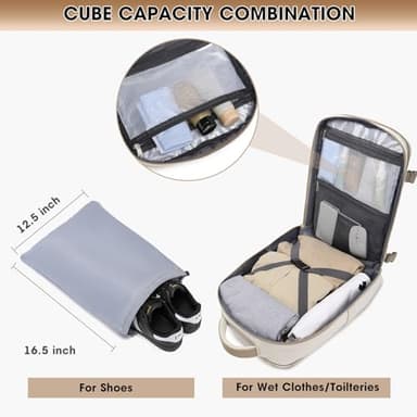 Large Travel Backpack for Women - 17 Inch 35L Carry On Laptop Bag Flight Approved Personal Item Daypack Weekender Traveling TSA Business Bag Luggage Waterproof for Airplane with Toiletry Shoe Bag - Image 5