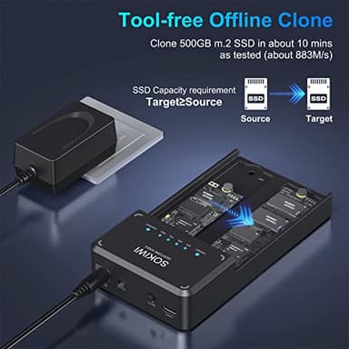 NVMe M.2 Duplicator Dual-Bay Offline Clone Tool-Free, Sokiwi 10Gbps NVMe Docking Station with Cooling Fan,NVMe M.2 SSD Enclosure for NVMe PCIe Size 2230/2242/2260/2280(up to 8TB) - Image 2