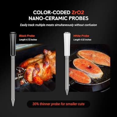 Wireless Meat Thermometer - 5G Wi-Fi and 5.4 Bluetooth Meat Thermometer Digital Wireless for Grilling and Smoking with IP67 Dual Probes and Backlight LCD Display for BBQ, Smoker, Oven, Grill - Image 4