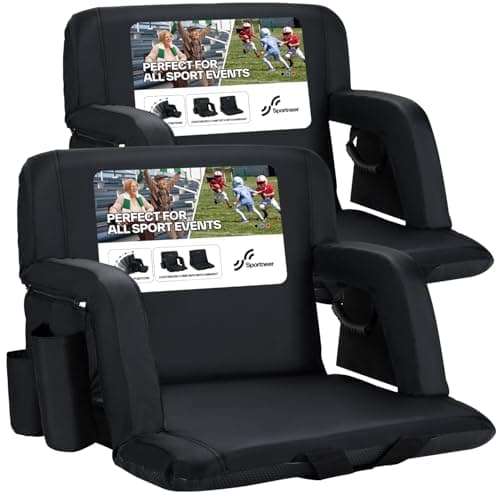Sportneer Bleacher Chairs with Back and Cushion: 24'' Extra Wide 2.5'' Thick Comfy Cushion Stadium Seats with Armrest, 6 Adjustable Angle Bleacher Seat for Sport Events Concerts Parks Camping Fishing - Image 1