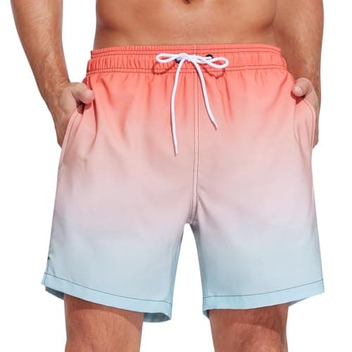 SILKWORLD Mens Swim Trunks Quick Dry Bathing Suits Shorts with Zipper Pockets, MQ18_Zip_P16, Medium - Image 1