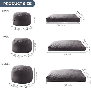 MAXYOYO Giant Bean Bag Chair Bed for Adults, Convertible Beanbag Folds from Lazy Chair to Floor Mattress Bed, Large Floor Sofa Couch, Big Sofa Bed, High-Density Foam Filling, Machine Washable - Image 3