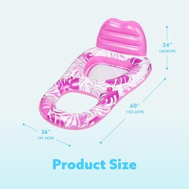 SLOOSH 2 Packs Inflatable Pool Floats Lounger Adult, Pool Float Lounge Raft Floaties Water Floating Recliner Chair with Cup Holders Foot Rest Swimming Floaty (Blue, Pink) - Image 6
