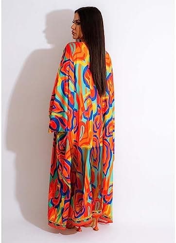 QegarTop Kimono Shorts Set for Women Two Piece Summer Vacation Outfits Flowy Beach Cover up Duster - Image 6