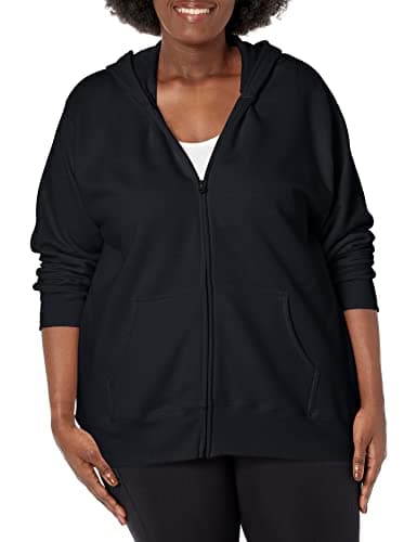 JUST MY SIZE womens Comfortsoft Ecosmart Fleece Full-zip Women's athletic hoodies, Ebony, 2X US - Image 1