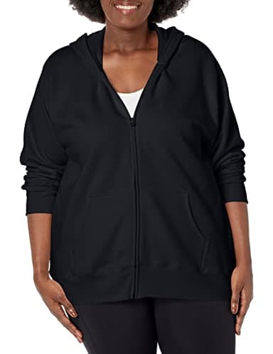 JUST MY SIZE womens Comfortsoft Ecosmart Fleece Full-zip Women's athletic hoodies, Ebony, 2X US - Image 1