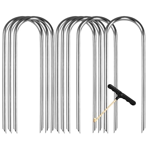 LOYUDEQIU Trampoline Stakes High Wind Ground Stakes, Heavy Duty Trampoline Anchors Tent Stakes, Galvanized Steel Wind Stakes Fence Stakes for Trampoline Fence (Silver 8pcs 10inch) - Image 1