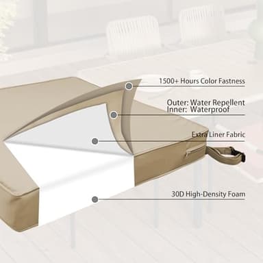 Metliv Patio Chair Cushions 19" x 19" x 3", Waterproof Outdoor Seat Cushions for Patio Furniture, Square Chair Pads with Adjustable Straps for Garden Sofa Couch, Set of 2, Beige - Image 3