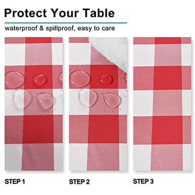 Hiasan Red and White Checkered Tablecloth Rectangle - Stain Resistant, Waterproof and Washable Plaid Table Cloth for Picnic, Holiday Dinner and Kitchen, 60 x 120 Inch - Image 3