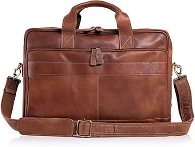 Leather briefcase 18 Inch Laptop Messenger Bags for Men and Women Best Office briefcase Satchel Bag (Tan) - Image 6