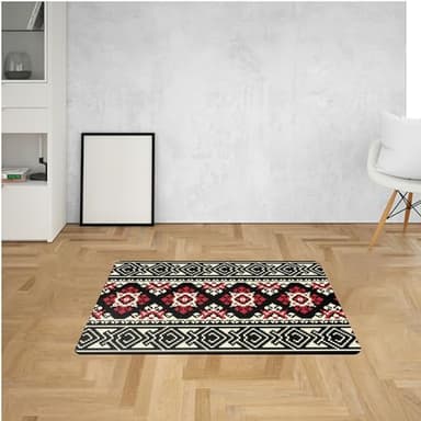 Front Door Mat Indoor Outdoor Rugs Washable Mat Heavy Duty Non Slip Rubber, Indian Geometry Soft Absorbs Water Dirt Trapping Mats for Home Garden Entryway Outside 24" x 16" - Image 7