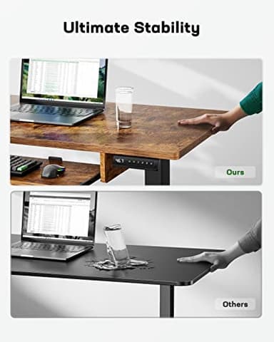 Marsail Standing Desk Adjustable Height with Extra Large Keyboard Tray, Electic 4 Memory Presets Cable Management 2 Storage Hooks, Sit Stand Up for Home Office, Rustic, 48Inch (TZESD14V) - Image 7