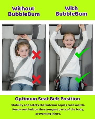 BubbleBum Inflatable Booster Car Seat – Foldable, Lightweight, Backless Travel Booster Seat for Kids, Portable Carseat for Toddler, Fits 3 Across, Compact for Uber - Ages 4-11 Year Old, - Black - Image 10