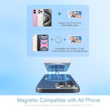 Vlog Selfie Monitor Screen iPhone, 4K 60fps Recording, Wireless Screen Mirroring with Remote Control, Magnetic Fixation, 180° Rotation, 3 Levels of Brightness, Compatible with iPhone & Android - Image 5