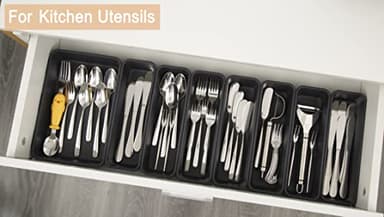 Kutesna 15 PCS Interlocking Desk Drawer Organizer Separator for Office,Bathroom,Kitchen,Makeup（Black） - Image 5