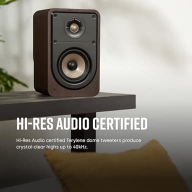 Polk Signature Elite ES15 Bookshelf Speaker - Hi-Res Audio Certified, Dolby Atmos & DTS:X Compatible, 1" Tweeter & 5.25" Woofer, Power Port Technology for Effortless Bass (Pair, Stunning Black) - Image 2