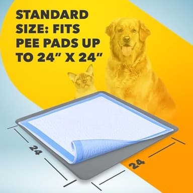TidyFriend Dog Pee Pad Holder Tray Fits Up to 24” x 24” Wee Wee Pee Pads - Stable Grip, Raised Edges, Quick-Wipe Silicone Surface Dog Potty Tray Holder for Indoor Flooring Protection (Dark Grey) - Image 3