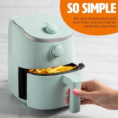 Tasty Personal Air Fryer, Healthier Meals in Minutes, Adjustable Temp Control up to 400°F, Easy-to-Use Design, Nonstick Basket and Tray Made without PFAS, PFOA, PFOS & PTFE, 900 Watts, 2-Quart, Aqua - Image 5