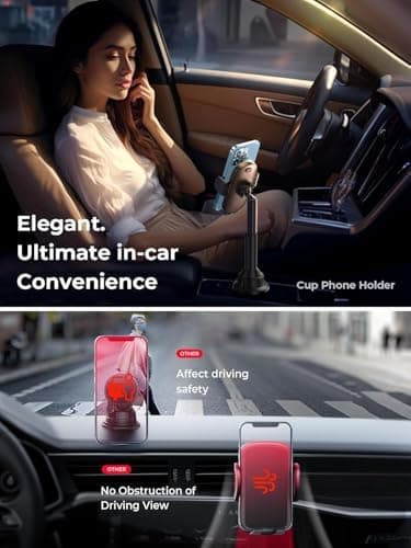 LISEN Cup Holder Phone Holder [No Shaking] Phone Holder for Car, 360° Adjustable iPhone Holder Car Accessories for Women Truck Jeep Golf for iPhone 17 Pro Max 16 15 14 13 Samsung S25 All 4-7'' Phone - Image 5