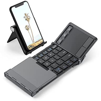 iClever Foldable Keyboard with Touchpad, BK08 Portable Tri-Folding Bluetooth Keyboard for iPad, iPhone, Windows, Mac & Android — Connect Up to 3 Devices - Image 1