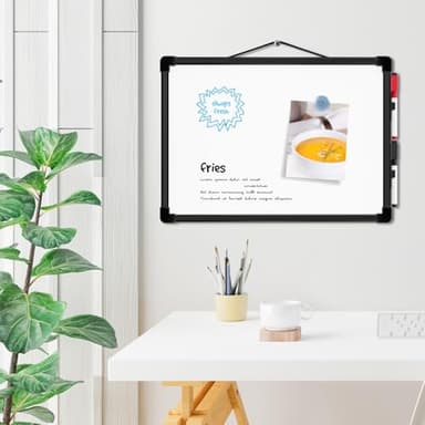 MaxGear Dry Erase Board Double-Sided, 14"x11" Mini Hanging Whiteboard, Small White Board with 2 Dry Erase Markers, Portable for Students - Planning, Drawing, Memo, to Do List, Black Frame - Image 7