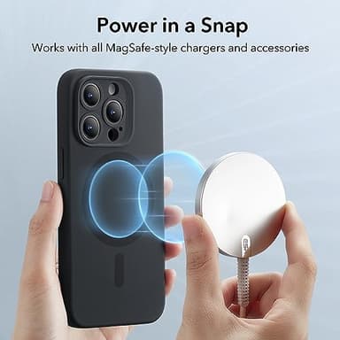 ESR for iPhone 15 Pro Max Case with MagSafe, Supports Magnetic Charging, Slim Liquid Silicone Case, Shock Absorbing, Screen and Camera Protection, Cloud Series, Black - Image 4