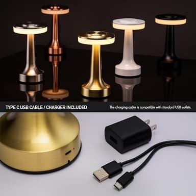 O’Bright Portable LED Table Lamp with Touch Sensor, 3-Levels Brightness, Rechargeable Battery Up to 48 Hours Usage, Night Light for Kids Nursery, Nightstand Lamp, Bedside Lamp (Gold) - Image 8
