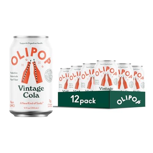 OLIPOP Prebiotic Soda Pop, Vintage Cola, Pantry Pack Packed with Prebiotics, Fiber, and Botanicals, Gluten Free, Vegan, GMO Free, 12oz (12-Cans) - Image 1