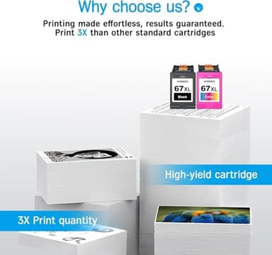 67XL Ink Cartridges Black/Color Combo Pack Compatible for HP Ink 67 67XL Work for DeskJet 2827e 2700 2700e 2755 2755e 2855e 4100 4155e 4133e 4255e Envy 6000 6455e 6020e 6400 6475e 6075 6055e 2 Pack - Image 5